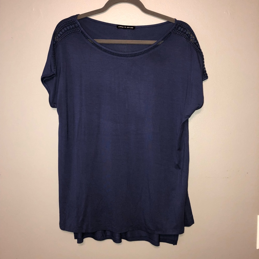 Blue shirt with sleeve detail